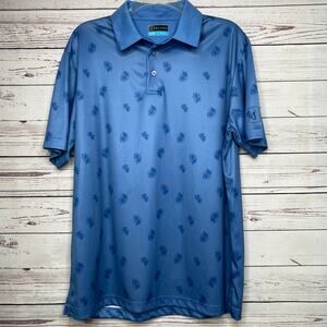 PGA Tour Golf Polo with Leaf Print, M